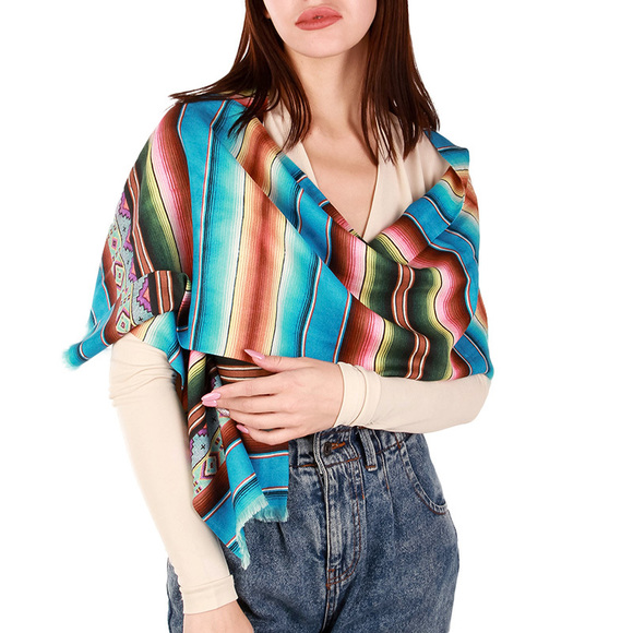JANE CARR BLACK BLUE BROWN GREEN RED WHITE SCARFWOMENS SIZE 194X30